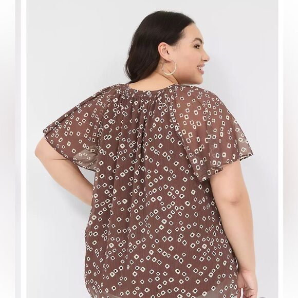 NWT Lane Bryant Swing Flutter-Sleeve Popover Blouse 18/20 - Picture 4 of 9